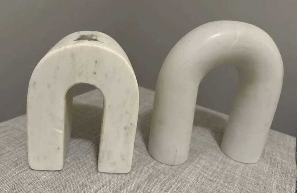 🏛️ Set of 2 Heavy Marble Stone Arch Sculptures – Modern Minimalist Decor